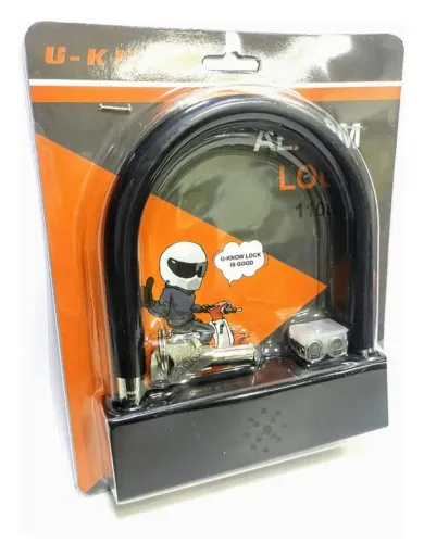 Tranca cadeado U com alarme para bike e moto.. 