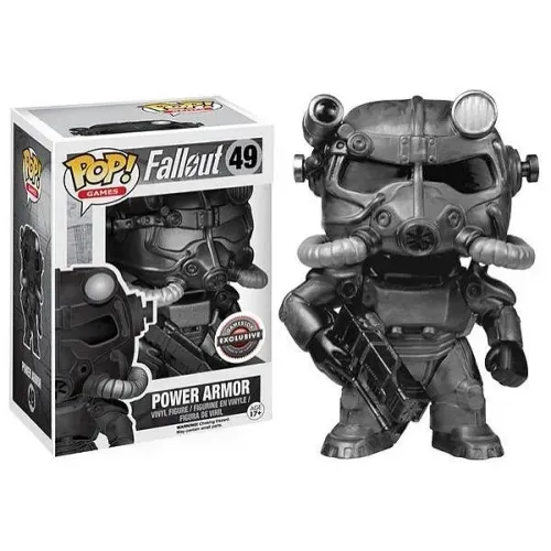 Funko Pop Games Fallout #49 Power Armor Black & White Gamestop Vinyl Figur - Fallout - #49