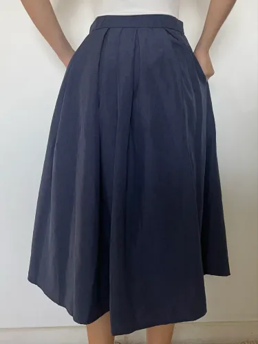Saia Midi Bolso Azul TAM 36