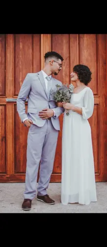Vestido Branco de Noiva/Casamento - Leve e Fluido - Usado 1x