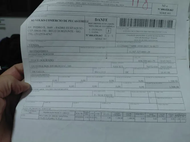Moldura da grade dianteiro sedan fabricação 2021/2022