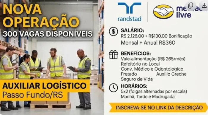Oportunidade de Vaga EFETIVA - Mercado Livre / Passo Fundo - RS