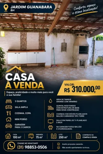 Casa 3 quartos com garagem Jardim Guanabara