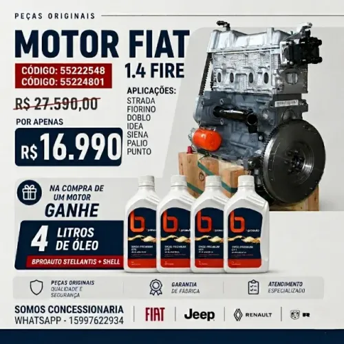 MOTOR NOVO FIAT 1.4 FIRE /STRADA/FIORINO/DOBLO/SIENA/PUNTO/IDEA