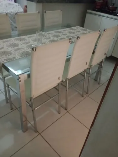 6 cadeiras de mesa de jantar brancas usadas