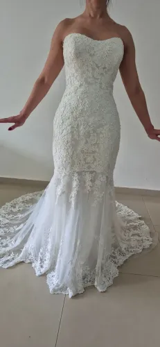 Vestido Noiva Allure Sereia Tomara Que Caia Tamanho 36-40 + Mantilha/Véu 3m