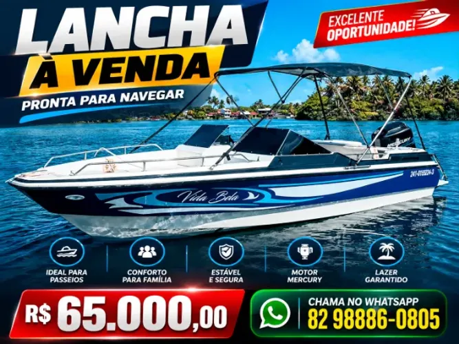 Lancha Vida Bela com Motor Mercury 115 hp - R$ 65.000