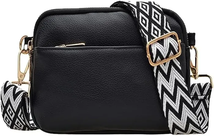 Bolsa de ombro cor Preta Bolsa tiracolo pequena feminina de couro alça ajustável - Nova