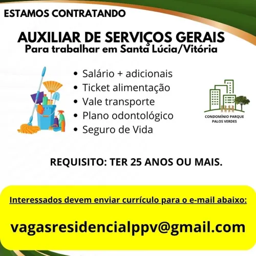 VAGA DE EMPREGO - SERVIÇOS GERAIS 