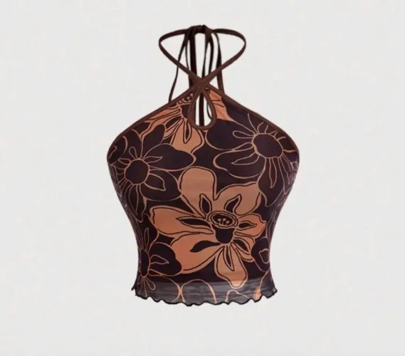 Cropped frente única floral