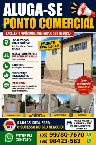 Ponto comercial com 66m² paredes revestidas com cerâmica, calçada moderna, pintura recente