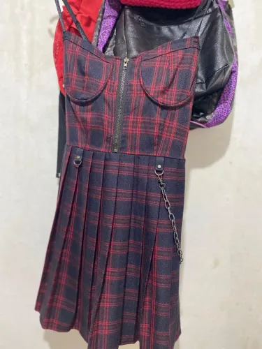 Vestido gótico Plissado Xadrez