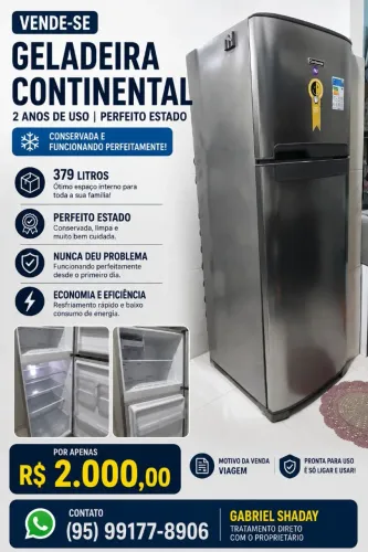 Geladeira Continental 370 Litros