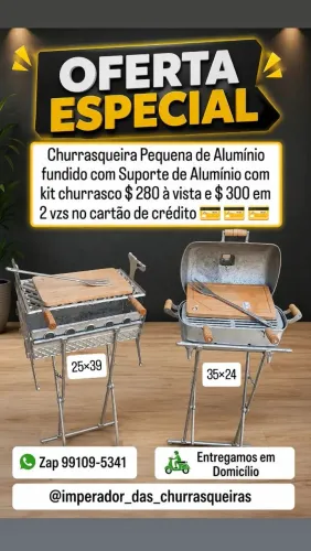 Churrasqueira Pequena Desmontável Completa e com.kit churrasco