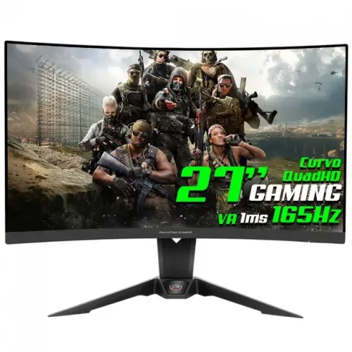 Monitor ASRock Phantom Gaming PG27Q15R2A, 27pol, Curvo, QHD, 165Hz, antena WIFI integrada