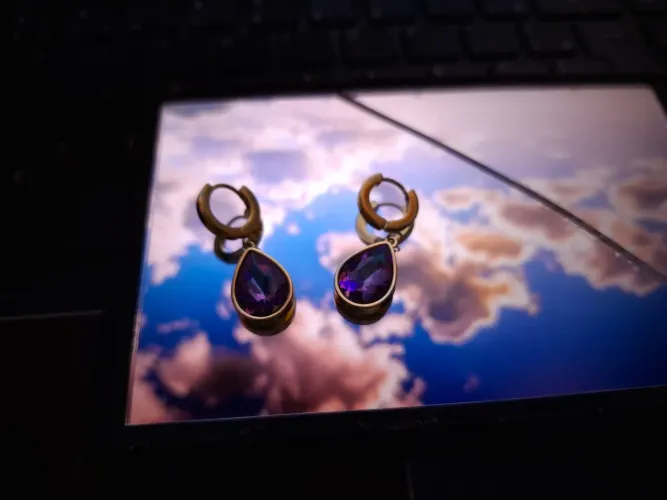 Brinco Argola Gota Espelhado em Aço com Zircônia Colorida