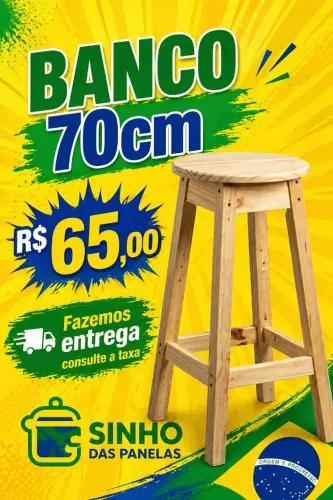 Banco alto 70cm madeira pinus RS65,00.fazemos entrega consulte a taxa 