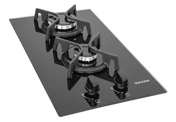 SUGGAR COOKTOP A GAS - VIDRO PRETO 2 BOCAS