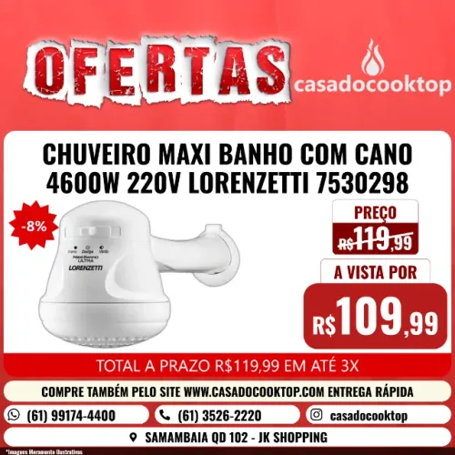 CHUVEIRO MAXI BANHO COM CANO 4600W 220V LORENZETTI 7530298