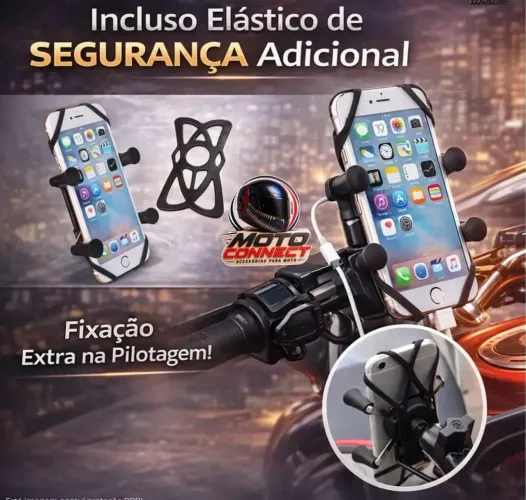 Suporte de celular para moto com carregador