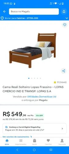 Cama De Solteiro Em Mdp/mdf 119x209cm Reali Frassino Ehwt