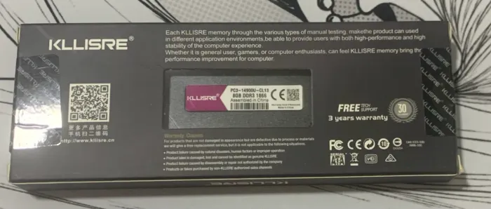 Memória RAM KLLISRE 8GB DDR3 1866MHz - Funcionando Perfeitamente