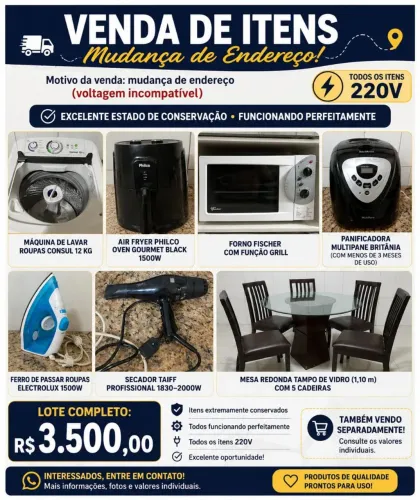 Mudança! Eletrodomésticos 220v em excelente estado | Lote R$ 3.500,00