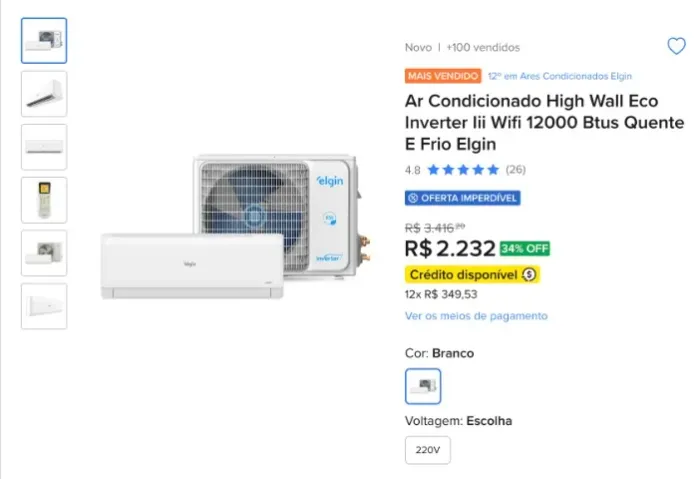 AR CONDICIONADO 12 MIL BTUS ELGIN INVERTER