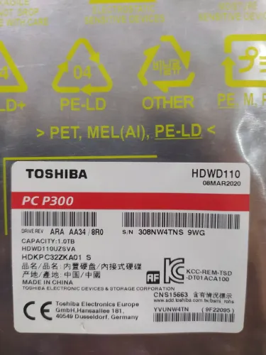 HD Toshiba P300 1TB HDWD110UZSVA Lacrado