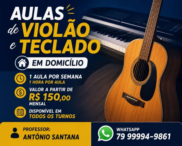 Aulas de violão e teclado