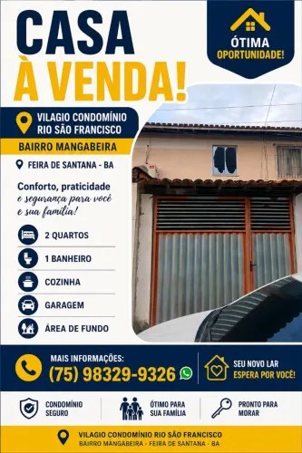 Casa 2/4 à venda no Condomínio Rio São Francisco - Mangabeira