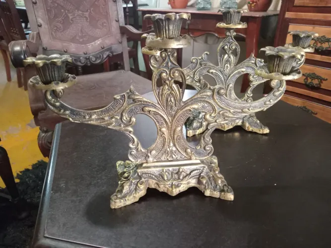Castiçal 3 velas Bronze (arte sacra)