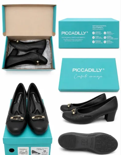 Sapato Feminino Piccadilly Preto Salto Médio - Tam. 36  