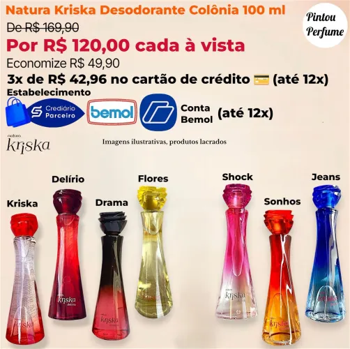 Kriska Natura Desodorante Colônia Feminino 100 ml em Promoção 