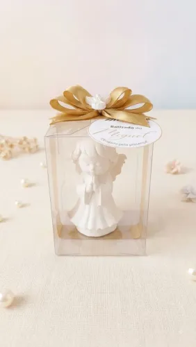 Lembrancinha Batizado Anjo de Gesso - Com Tag Personalizada