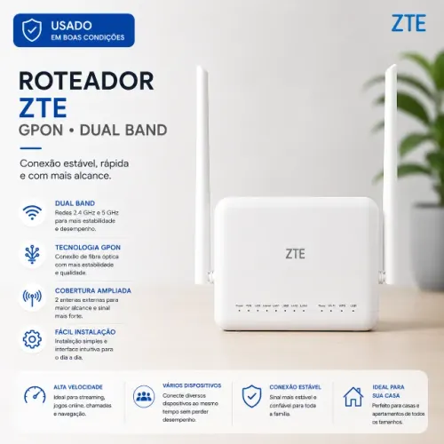 Roteador ZTE ZXHN F670L GPON Dual Band 2.4GHz e 5GHz