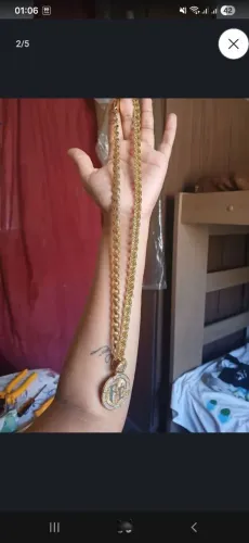 Corrente de moeda antiga no banho de ouro 18k
