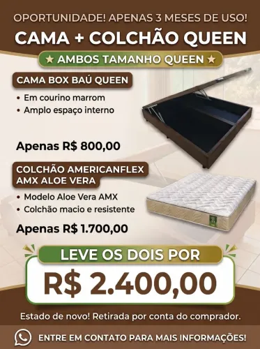 Cama Box Baú Queen + Colchão Americanflex