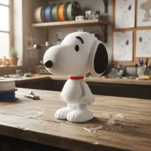 Snoopy Impressão 3D Miniatura 14cm de Altura Charlie Brown