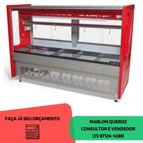 Balcão de Açougue 1,75m Vermelho Polar