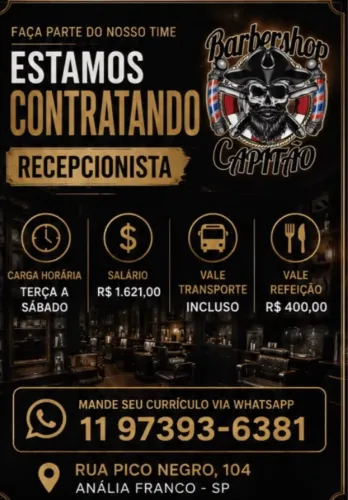 VAGA DE EMPREGO - RECEPCIONISTA