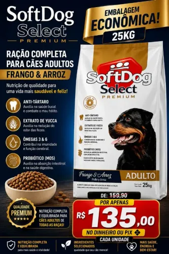 Ração soft dog premium 25kg, fazemos entregas em todo DF
