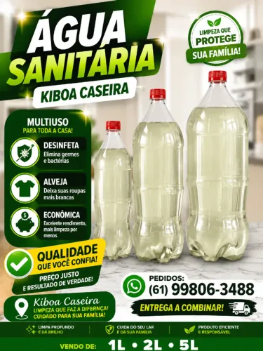 Água Sanitária Caseira 1L, 2L e 5L | Entrega em Domicílio