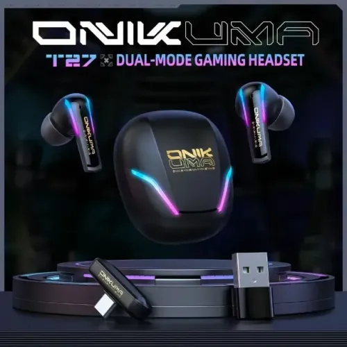 ONIKUMA-T27 Dual-Mode sem fio Ear Buds, Touch Control, baixa latência, Stereo Gaming Heads