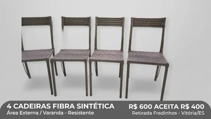 JOGO 4 CADEIRAS FIBRA SINTÉTICA BEGE