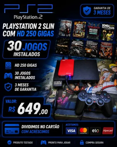 Ps2 hd oferta garantia Dividi cartão