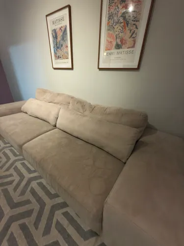 Sofá fixo de suede com 2,70cm