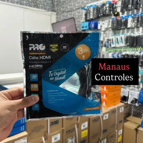 Cabo Hdmi de 3 Metros Pro Eletrônic - Imagem e Áudio em Resolução 4K