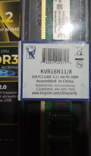 Memória ram Kingston DDR 3/12 800
