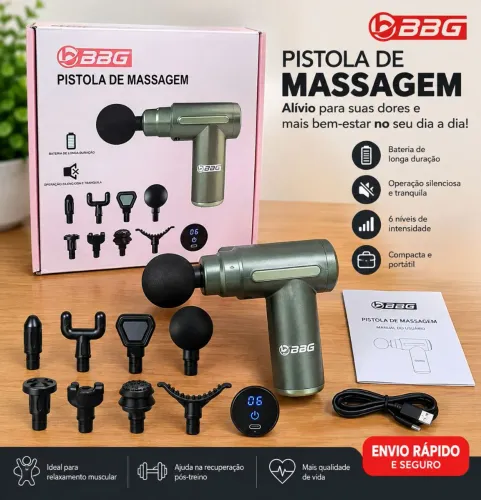Pistola Massageadora Elétrica BBG Portátil - Liberação Miofascial e Alívio de Dores